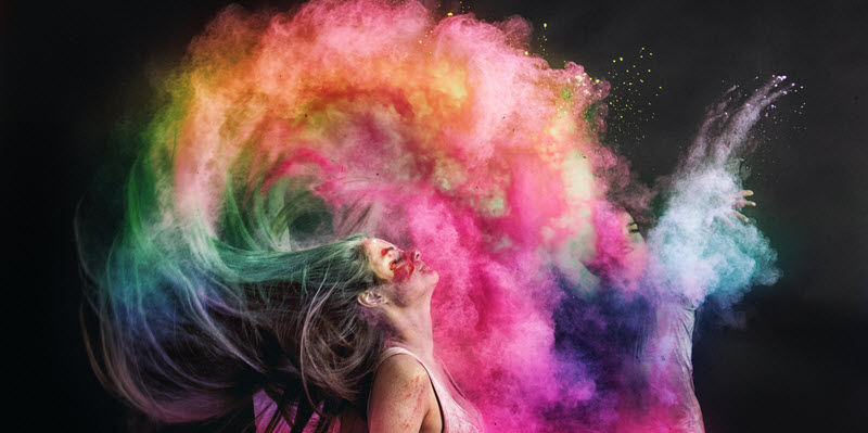 Woman with colored powder