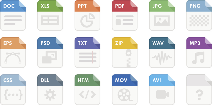 illustration of different image file types