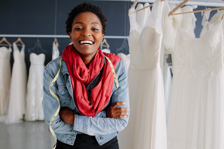 female bridal boutique owner