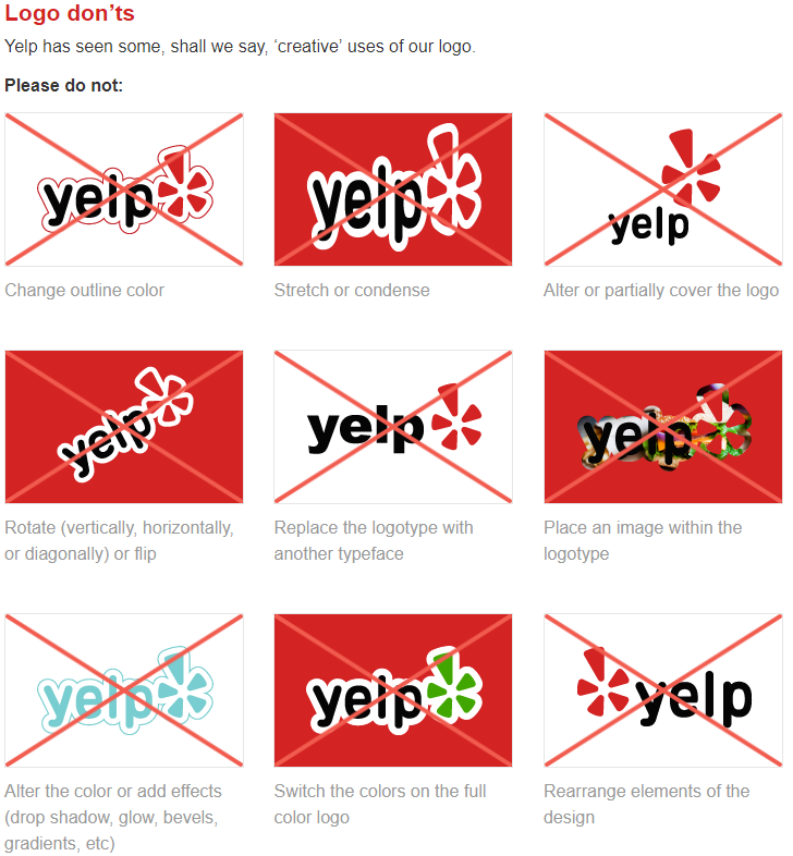 Yelp editing guidelines