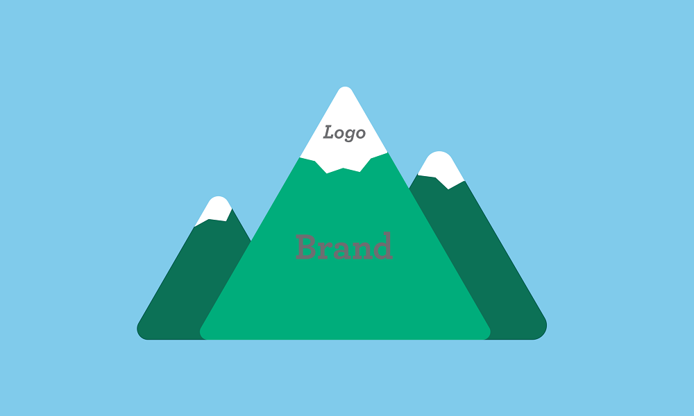 Mountain with Snowy Top representing your Logo and Bottom of Mountain representing Brand